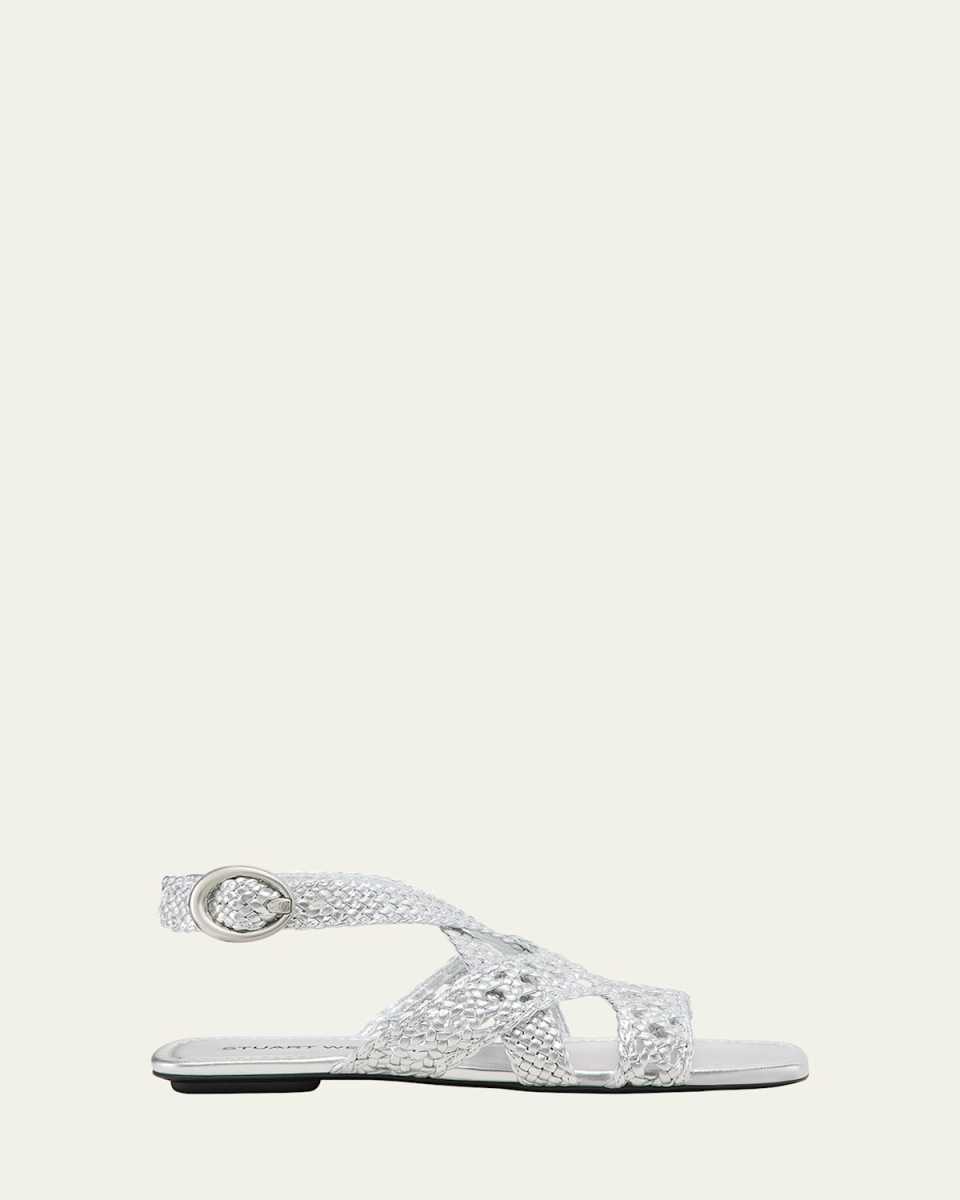 Thea Metallic Braided Slingback Sandals